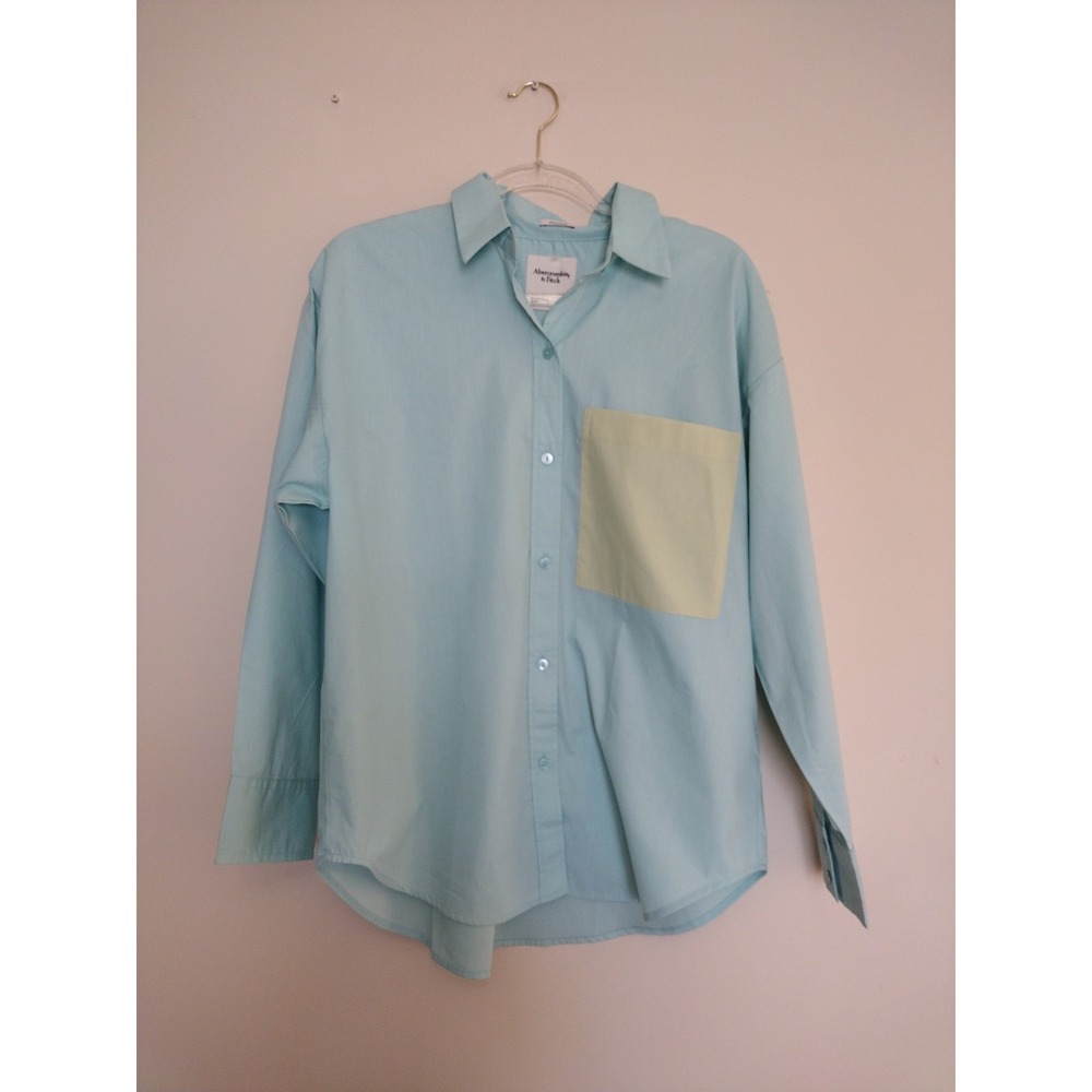 Abercrombie And Fitch Shirt Womens Small Blue Long Sleeve Oversized‎ Button Up - Picture 2 of 8